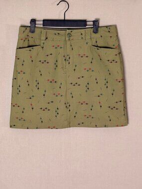 Eddie Bauer Adventurer 2.0 Skort Size 8 Green Printed Hiking Travel Skirt Shorts